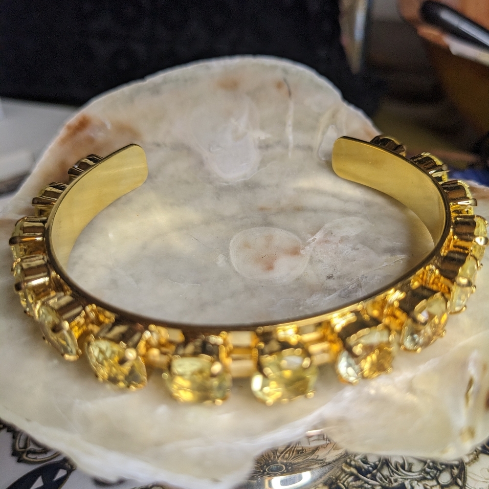 Genuine Lemon Citrine in Gold Plated Bracelet Cuff